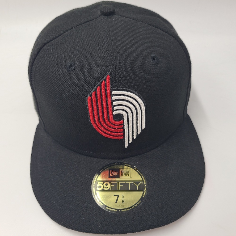 Portland Trail Blazers Hat Fitted 7 5/8 New Era 59Fifty Black NBA Basketball Men